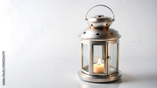 Aerial Metal candle holder lantern lamp against white background