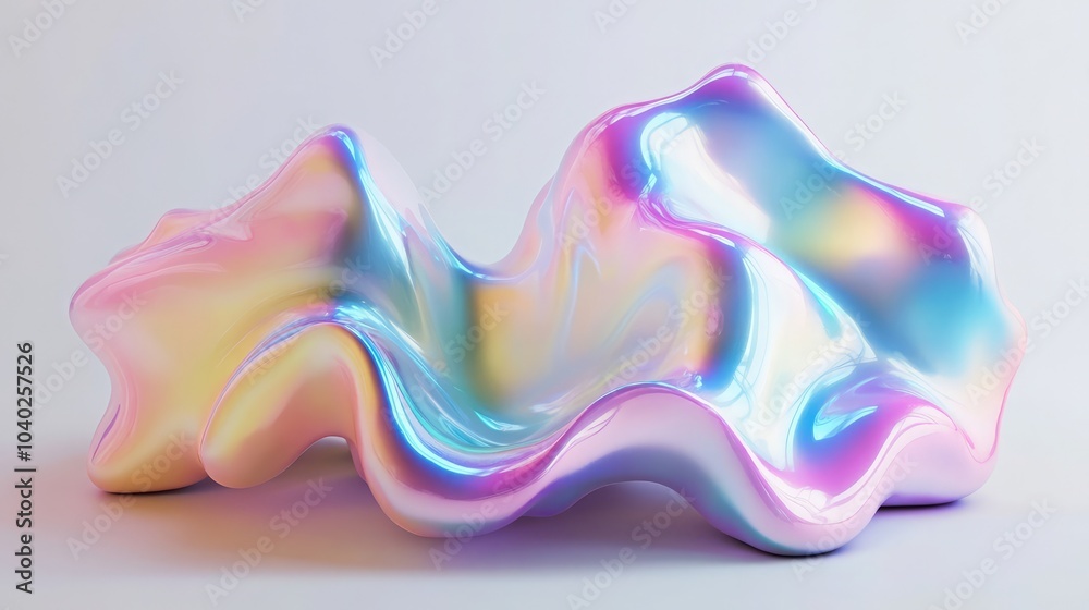 Iridescent shape with fluid colors, 3D render Iridescent shape with fluid colors, 3D render