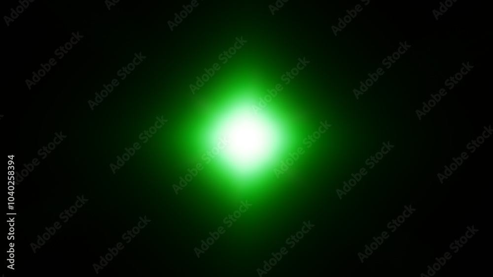 Naklejka premium Bright green glow of light lens reflection