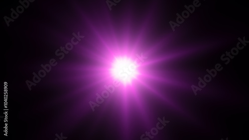 Abstract purple light burst with glowing rays and energy flare