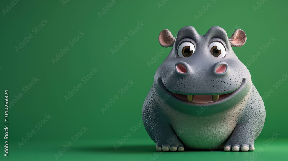 3D Rendered Expressive Hippo Character Design 3D Rendered Expressive Hippo Character Design