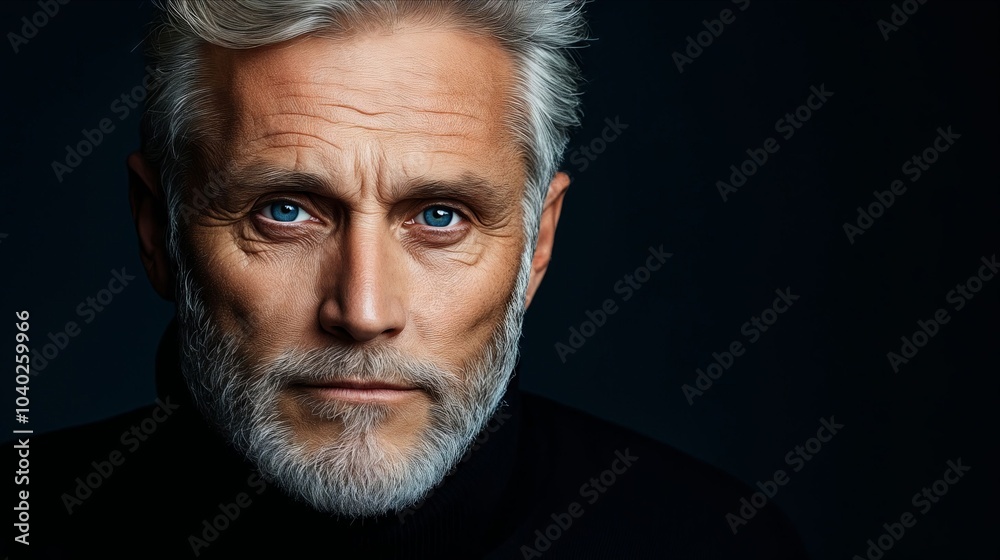 Obraz premium A man with grey hair and a white beard and blue eyes