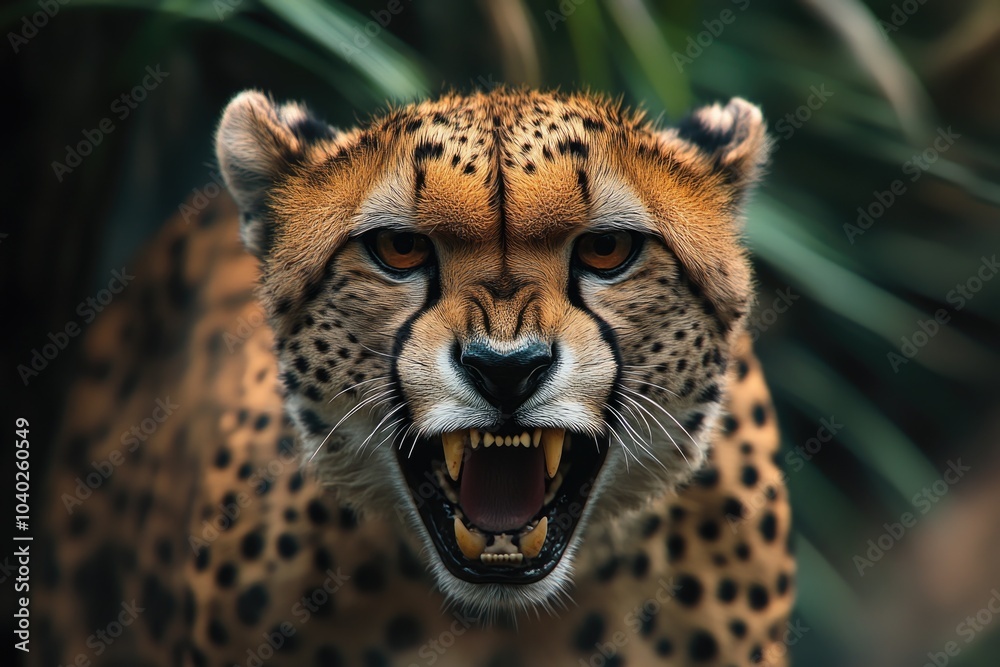 Obraz premium Cheetah Close Up Mouth Open,