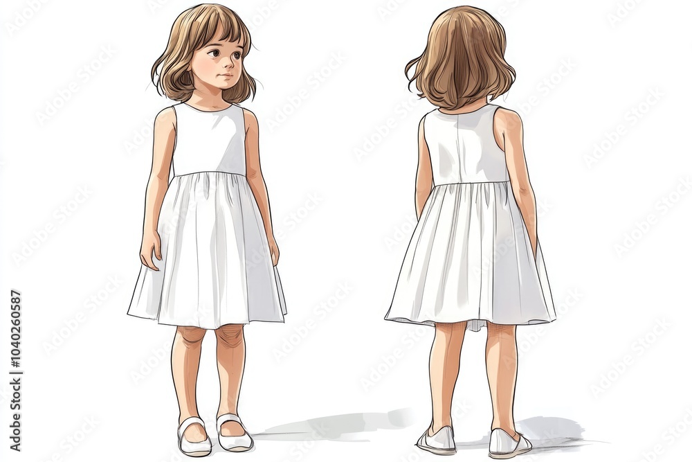 Young child wearing a white dress and possibly getting ready for a special occasion or celebration Young child wearing a white dress and possibly getting ready for a special occasion or celebration