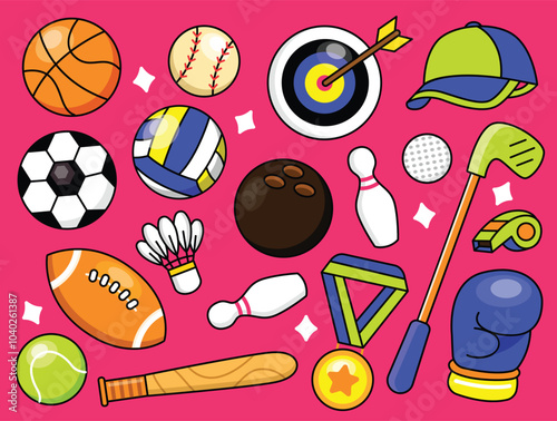 Sports set element collection vector illustration