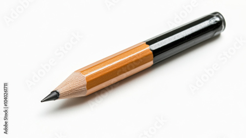 A single pencil on a white background sharpened tip