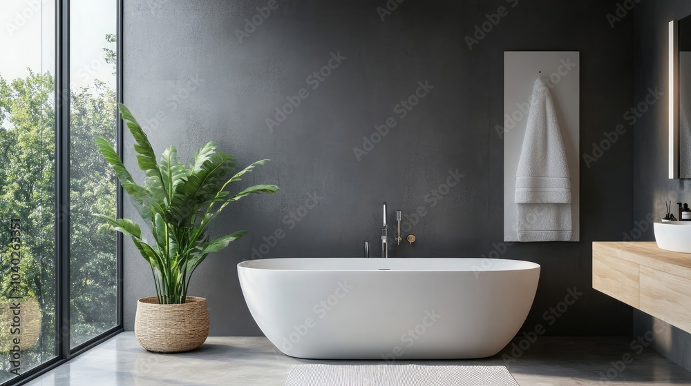 Modern gas water heater installed in a bathroom, representing home upgrades and efficient energy systems Modern gas water heater installed in a bathroom, representing home upgrades and efficient energy systems
