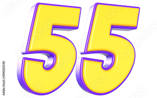 55 Number 3D Yellow And Purpale photo