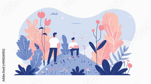 Mentorship or advice from mentor for personal development tiny person concept, flat vector illustration , Mentorship