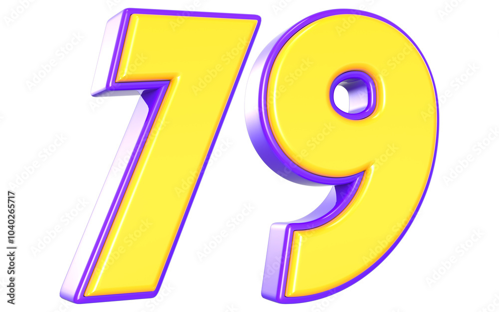 79 Number 3D Yellow And Purpale 79 Number 3D Yellow And Purpale