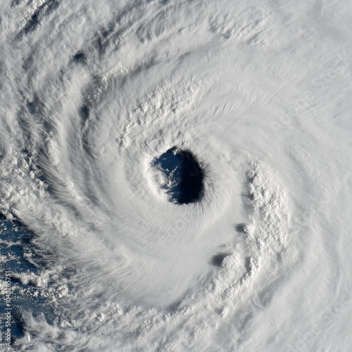 A satellite image of a powerful hurricane showcasing its swirling clouds.