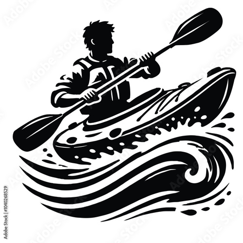 Kayaking Rapids Silhouette