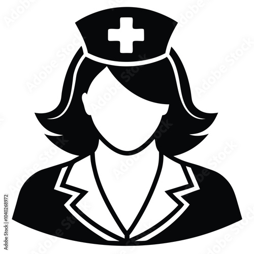 Nurse Icon Silhouette Vector Healthcare and Medical Profession Symbol on White Background photo