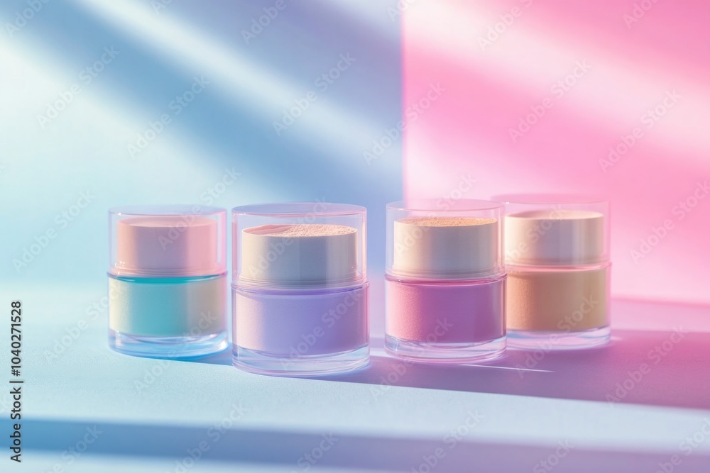 Three jars of cosmetic products placed on a table, ideal for beauty and skincare articles or advertisements Three jars of cosmetic products placed on a table, ideal for beauty and skincare articles or advertisements