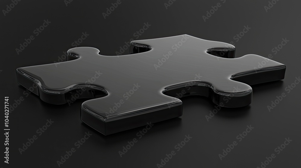 Sleek black puzzle piece on a dark background Sleek black puzzle piece on a dark background
