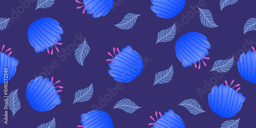  hand drawn flowers seamless pattern. Abstract floral background. Template for design, textile, fashion, surface design, fabric, interior decor, wallpaper