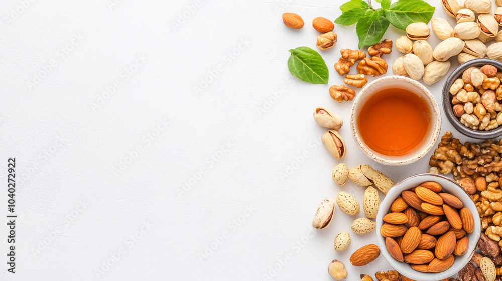 Arrangement of Moroccan nuts and tea
Arrangement of Moroccan nuts and tea