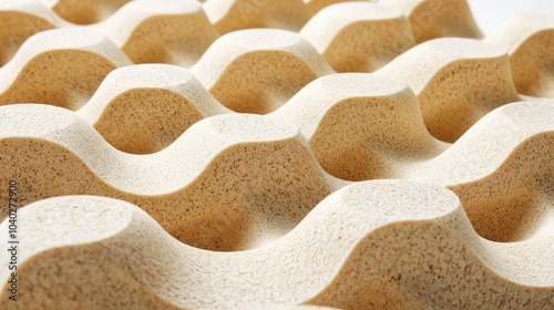 Texture of wavy foam material with a soft beige color