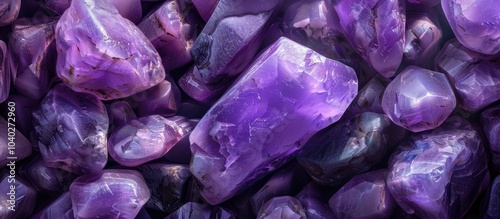 Amethyst natural stones with scattered purple hues set against a copy space image