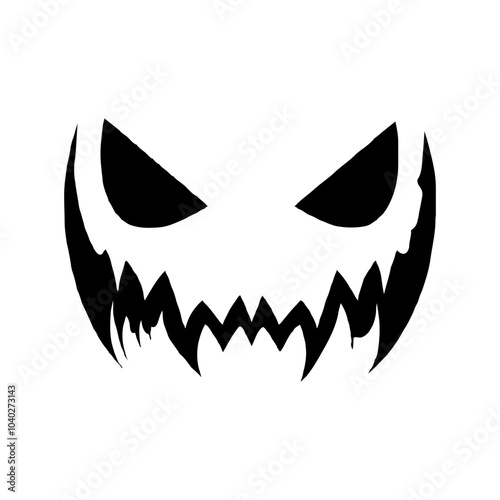 Abstract sinister Halloween smile design with sharp features and fierce expression on a white background. Vector illustration