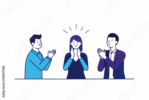 3 people clapping for a man in an office