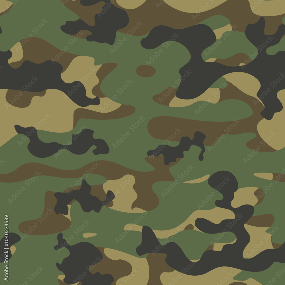 
classic military camouflage pattern, seamless army texture, vector illustration