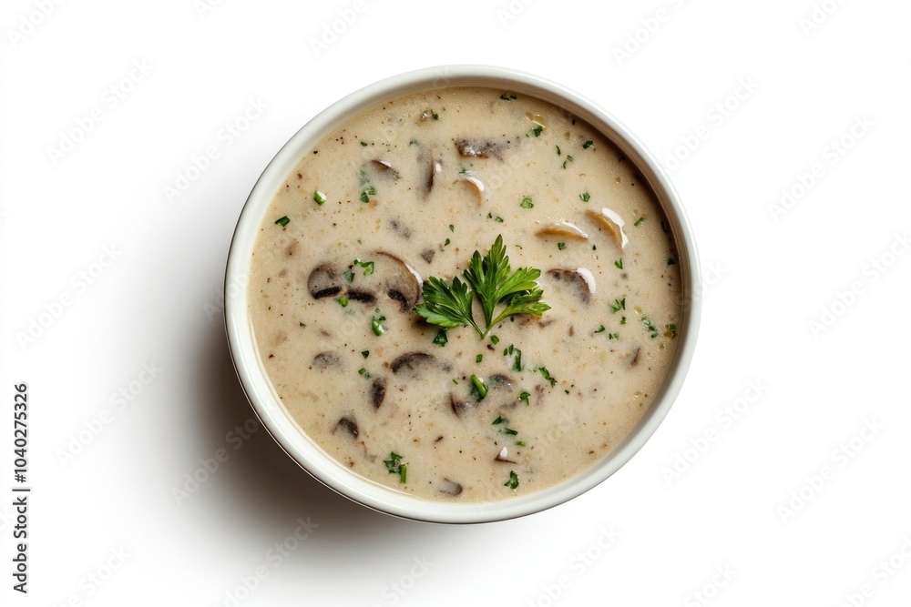 A warm and savory soup with fresh mushrooms and parsley, perfect for a cozy dinner or lunch A warm and savory soup with fresh mushrooms and parsley, perfect for a cozy dinner or lunch