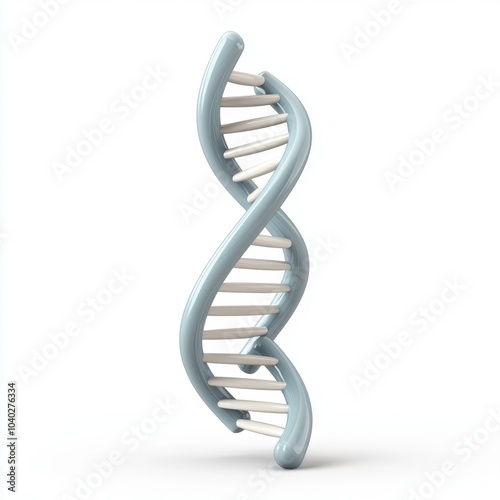 Blue and white DNA helix model on a white background