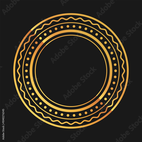 Elegant Golden Mandala-Inspired Circular Frame with Intricate Decorative Patterns.