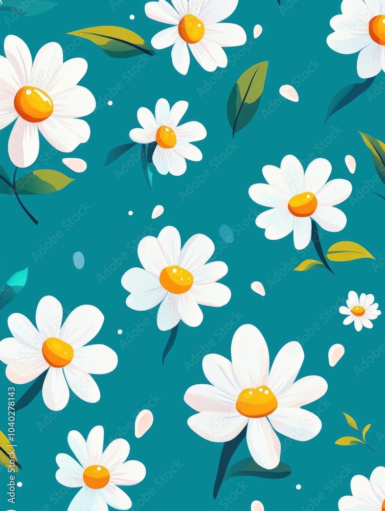 White Flowers on Blue Background White Flowers on Blue Background