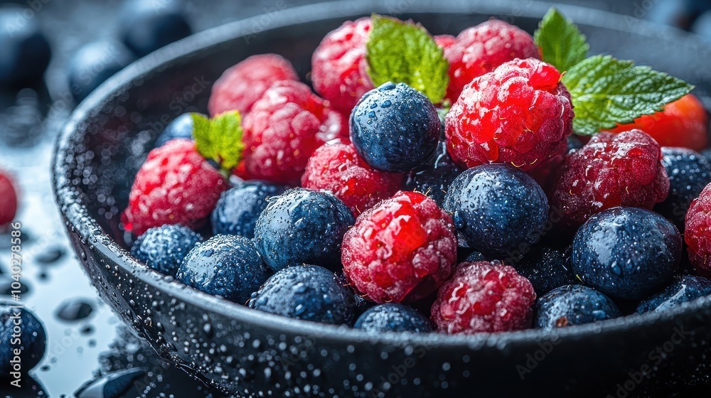 Fresh and juicy berries a colorful delight of raspberries and blueberries Fresh and juicy berries a colorful delight of raspberries and blueberries