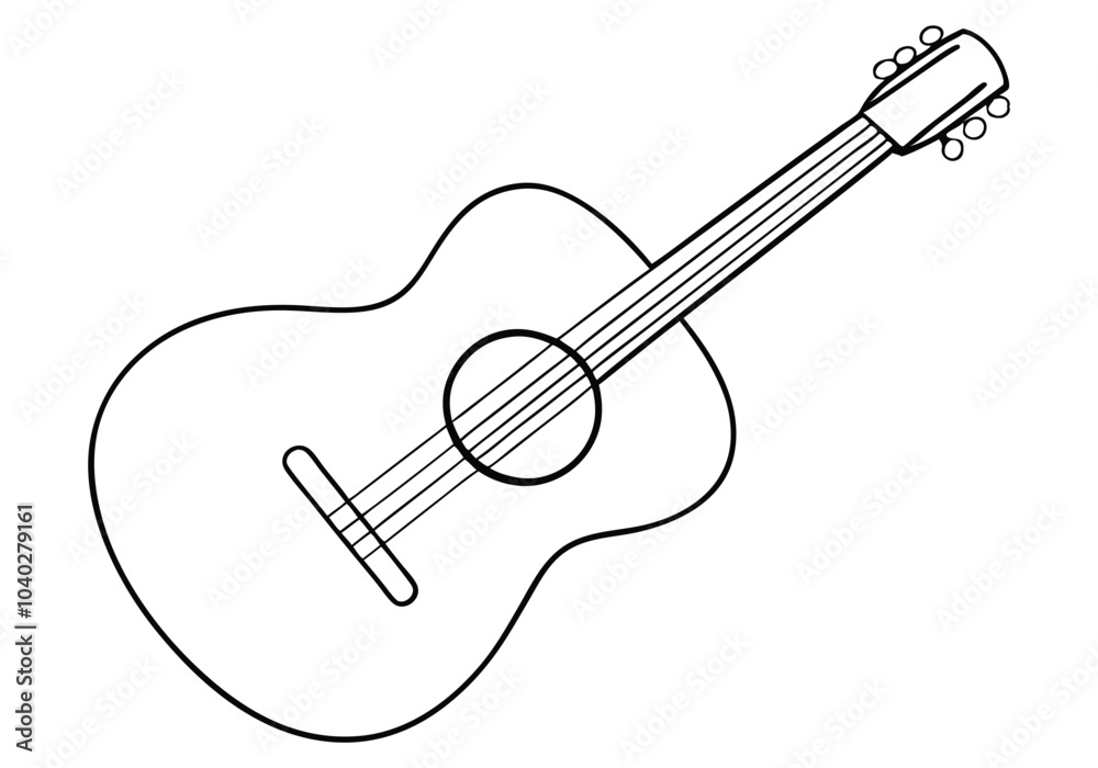 One Line Art of a Guitar – Minimalist Music Vector Illustration One Line Art of a Guitar – Minimalist Music Vector Illustration