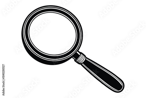 Magnifying Glass Silhouette Vector  Simple Search and Zoom Icon for Discovery and Investigation photo