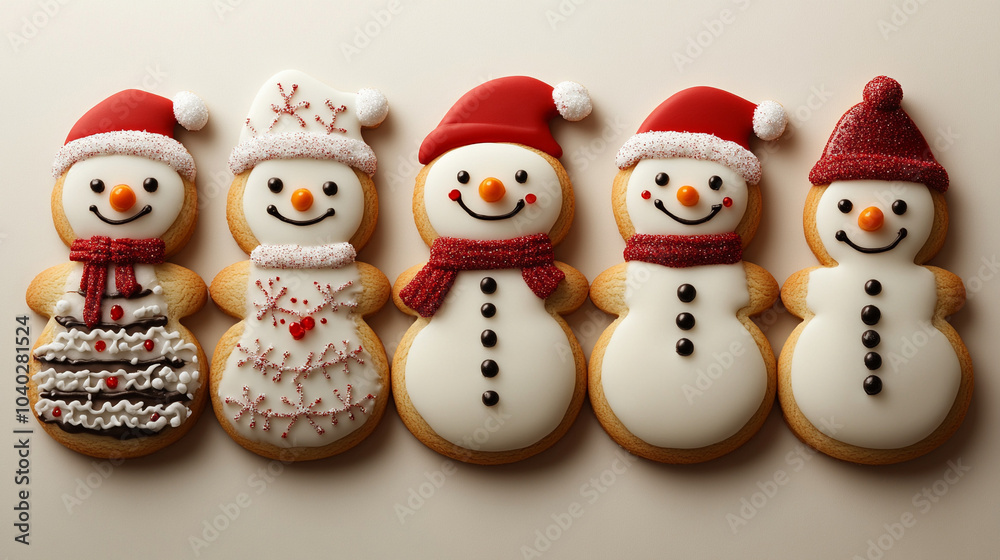 Fototapeta premium Christmas cookies snowman Xmas tree gingerbread For packaging, cover, advertising 