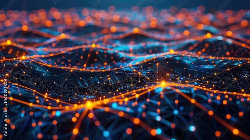 Glowing digital grid representing a data network Glowing digital grid representing a data network