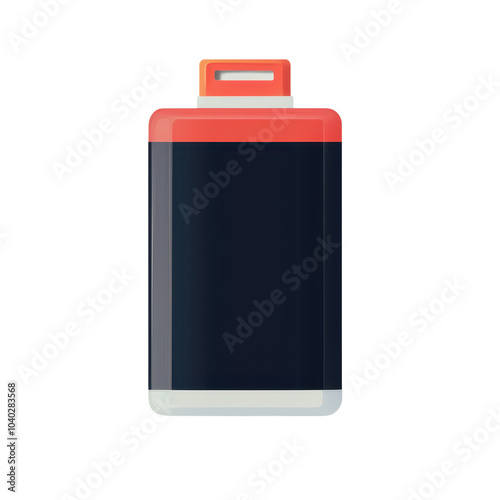 Battery with red top on white isolated background transparent background.