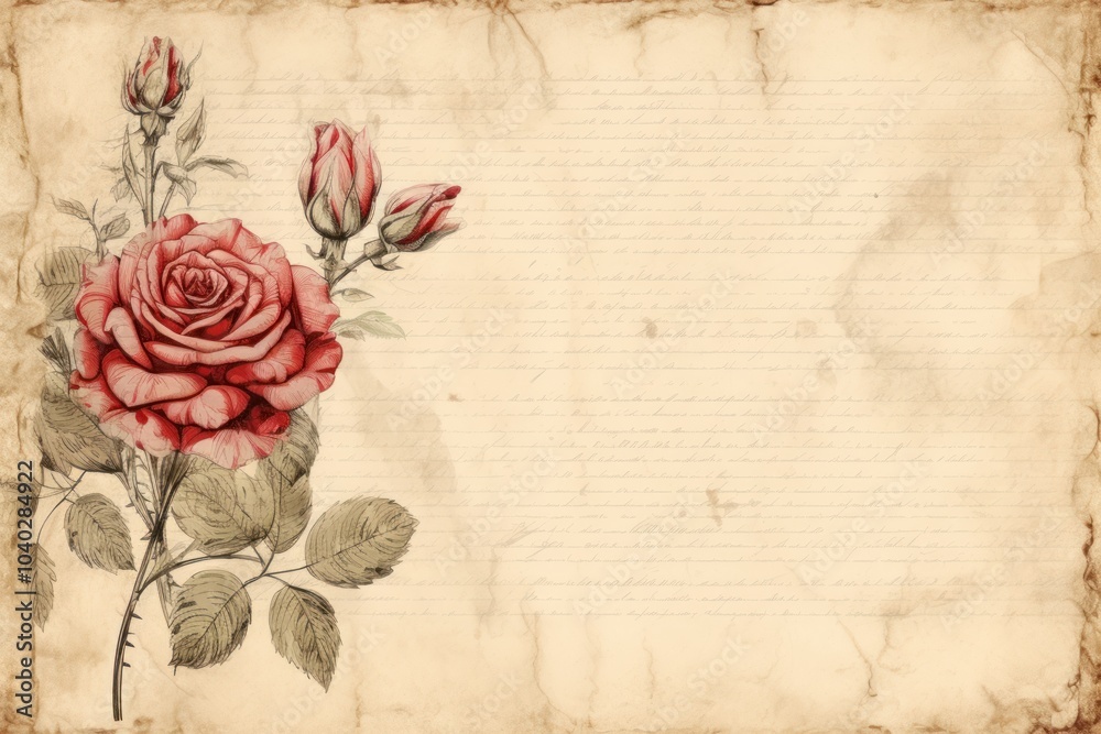 Page with old style paper on it rose backgrounds pattern. Page with old style paper on it rose backgrounds pattern.