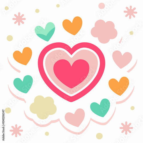 Valentine doodle sticker vector art illustration