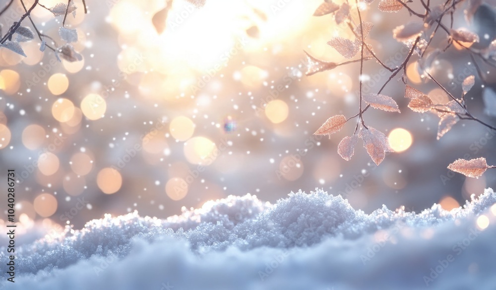 A serene winter background with soft snowflakes falling, creating an atmosphere of tranquility and enchantment Generative AI A serene winter background with soft snowflakes falling, creating an atmosphere of tranquility and enchantment Generative AI