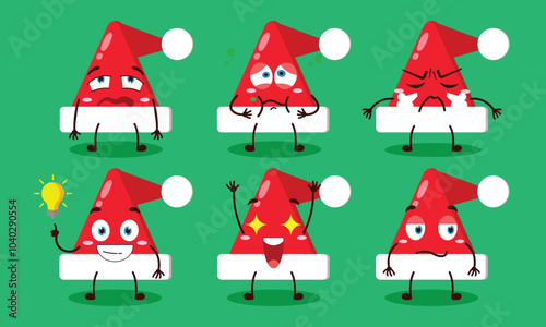 funny Santa Claus hat cartoon with different expressions design illustration