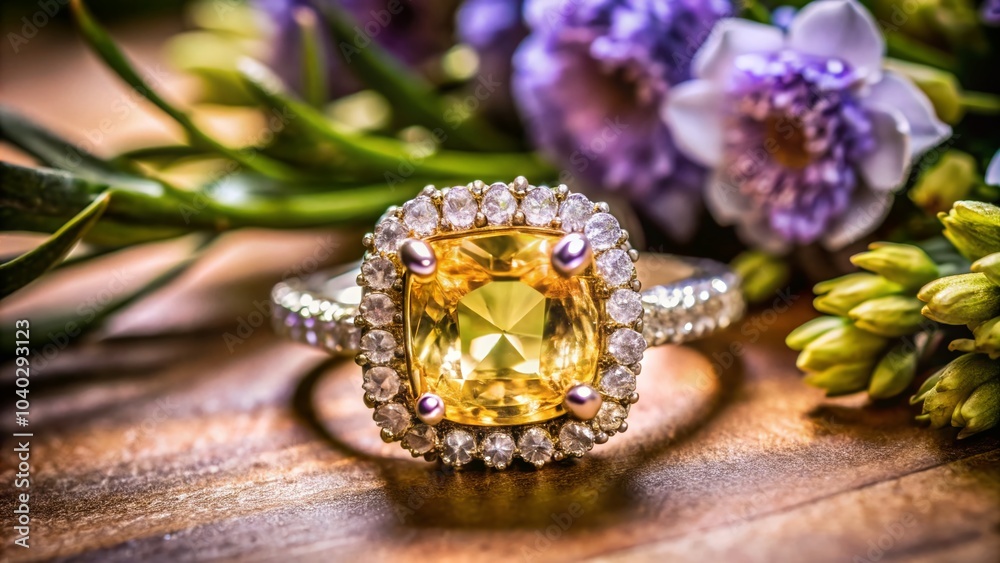 Stunning Yellow Diamond Engagement Ring Photography with Topaz and Citrine Accents for Jewelry Lovers Stunning Yellow Diamond Engagement Ring Photography with Topaz and Citrine Accents for Jewelry Lovers