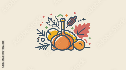 Thanksgiving Minimal Flat Line Stroke Icon, Thanksgiving day, Thanksgiving day celebration, Oktoberfest 