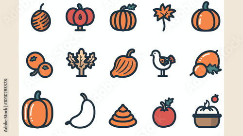 Thanksgiving Minimal Flat Line Stroke Icon, Thanksgiving day, Thanksgiving day celebration, Oktoberfest 