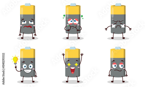 funny battery cartoon with different expressions design illustration
