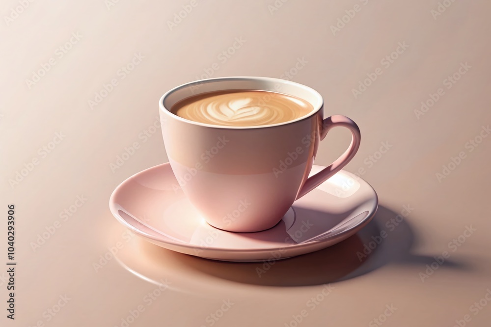 Stylish Coffee Cup Illustration in Pink and Beige for Urban Exploration Photography Stylish Coffee Cup Illustration in Pink and Beige for Urban Exploration Photography