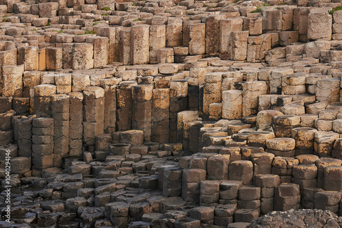 Hexagonal Basalt Columns at Giant's Causeway, Northern Ireland