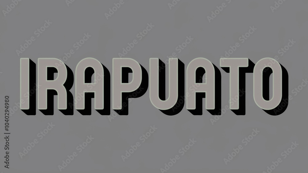 Obraz premium Stylized Text: 'IRAPUATO' in Bold Gray with Shadow Effect on Simple Background; Ideal for Design Projects