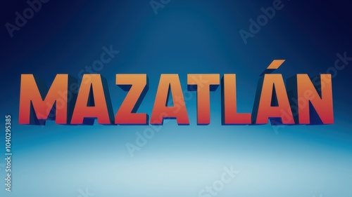 Vibrant MAZATLÁN Typography: Colorful 3D Text Against a Blue Background, Ideal for Travel Promotions or Artistic Displays