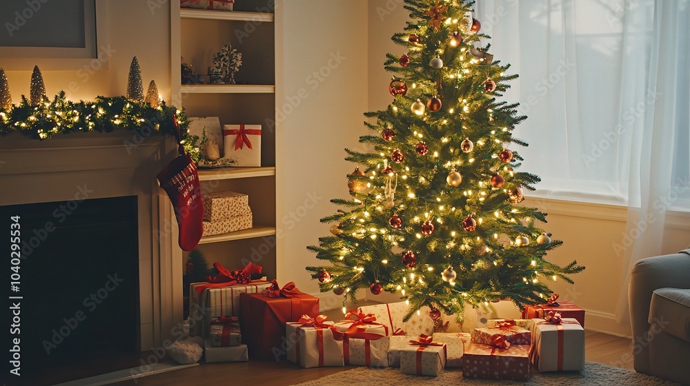 Beautifully Decorated Christmas Tree with Twinkling Lights Beautifully Decorated Christmas Tree with Twinkling Lights