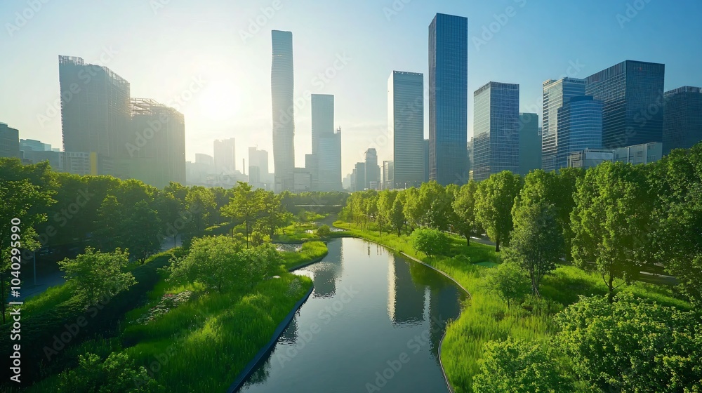 Fototapeta premium Ecologically clean city of the future